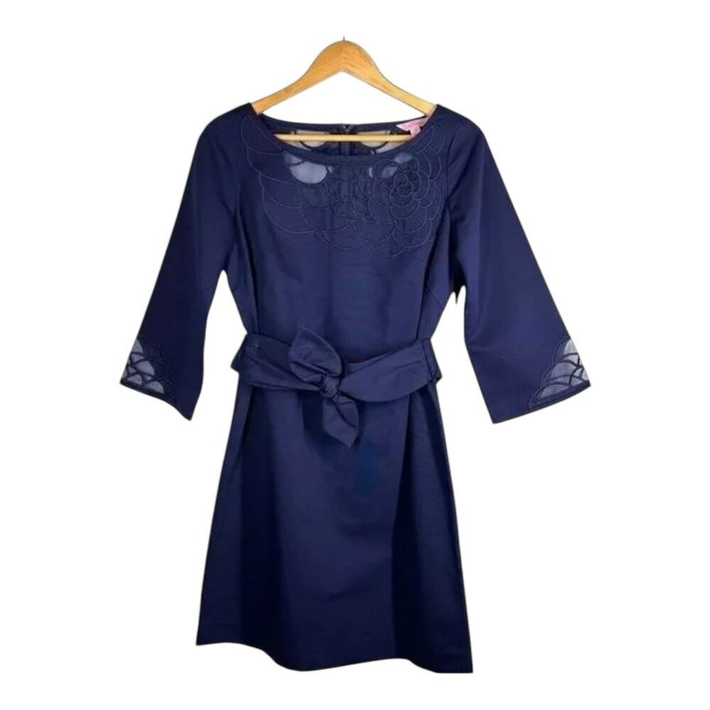 Lilly Pulitzer Deep Blue Midi Dress with Bow